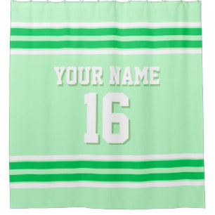 Rideaux De Douche Emerald Green White Stripes Sports Jersey