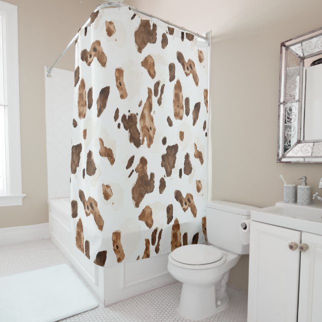 Rideaux De Douche Empreinte Chocolat Brown Vache (En situation)