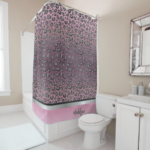 Rideaux De Douche Empreinte de léopard de la Glitterie sur Hot Pink