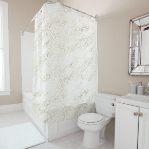 Rideaux De Douche Empreinte de léopard Gold Blanc