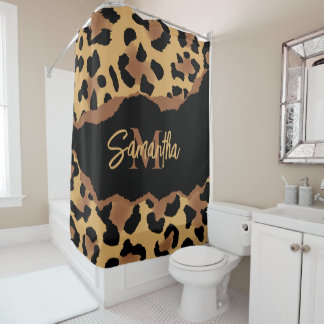Rideaux De Douche Empreinte de léopard Monogramme mignon