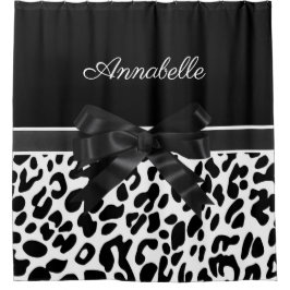 Rideaux De Douche Empreinte de léopard noir de ruban