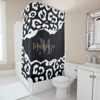 Rideaux De Douche Empreinte de léopard noir et blanc