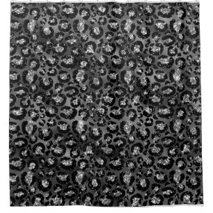 Rideaux De Douche Empreinte de léopard noir et gris argenté