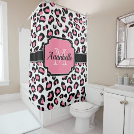 Rideaux De Douche Empreinte de léopard rose