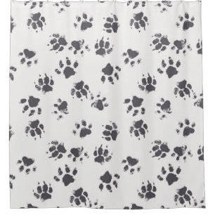 Rideaux De Douche Empreintes Paw : Chien Monochrome Sans Seamless.