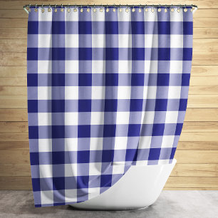 Rideaux De Douche en vichy Motif Bleu Et Blanc Vérifié