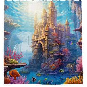 Rideaux De Douche : Enchanter Castle sous-marin Coral Reef