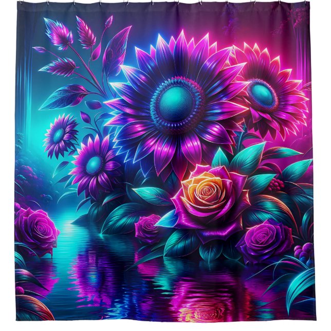 Rideaux De Douche "Enchanter Floral Stream Reflection Art" (Devant)