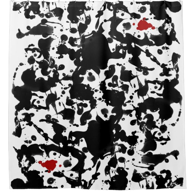 Rideaux De Douche Encre noire et rouge / Splatter + votre backgr. &  (Devant)