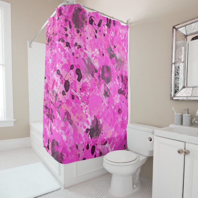 Rideaux De Douche Encre rose (En situation)