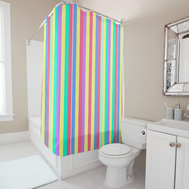 Rideaux De Douche Energizing Spring Pastel Stripes (En situation)