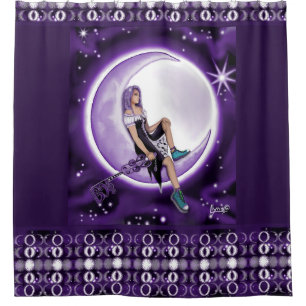 Rideaux De Douche Enfant mauve lune