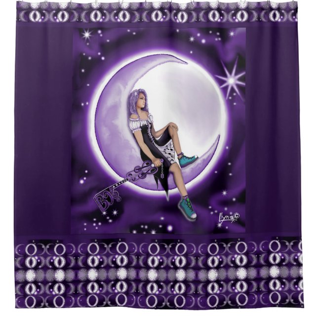 Rideaux De Douche Enfant mauve lune (Devant)