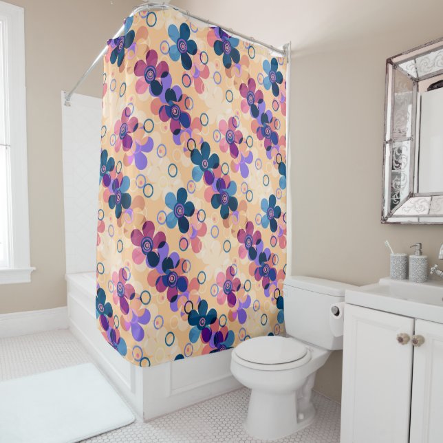Rideaux De Douche Enfants Abstraits mignon dessin animé fleurs fleur (En situation)