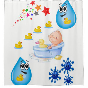 Rideaux De Douche Enfants baignade canards jaunes