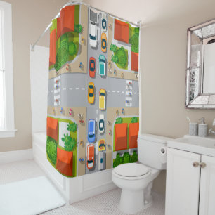 Rideaux De Douche Enfants Circulation Urbaine Embouteillage Douche R