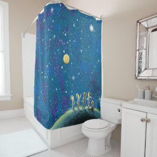 Rideaux De Douche Enfants Regardant Night Sky