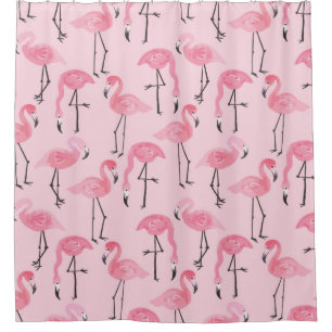 Rideaux De Douche Ensemble flamingo rose, motif d'été tropical vin