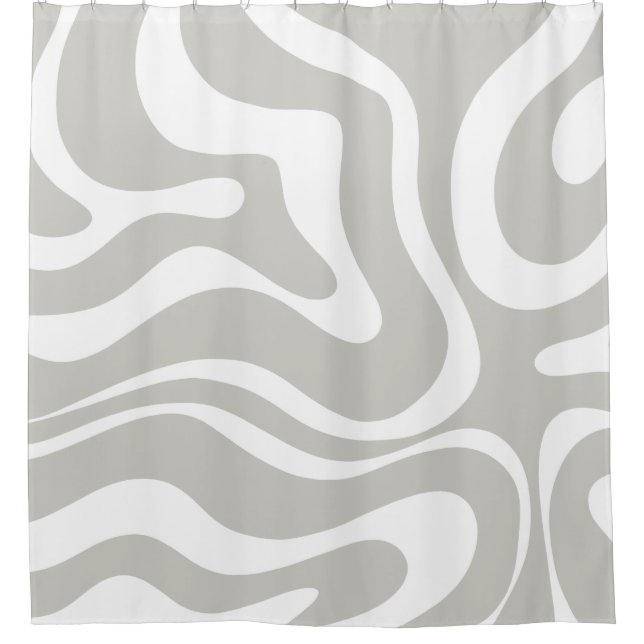 Rideaux De Douche Eperon Liquide Rétro Abstrait Motif gris blanc (Devant)
