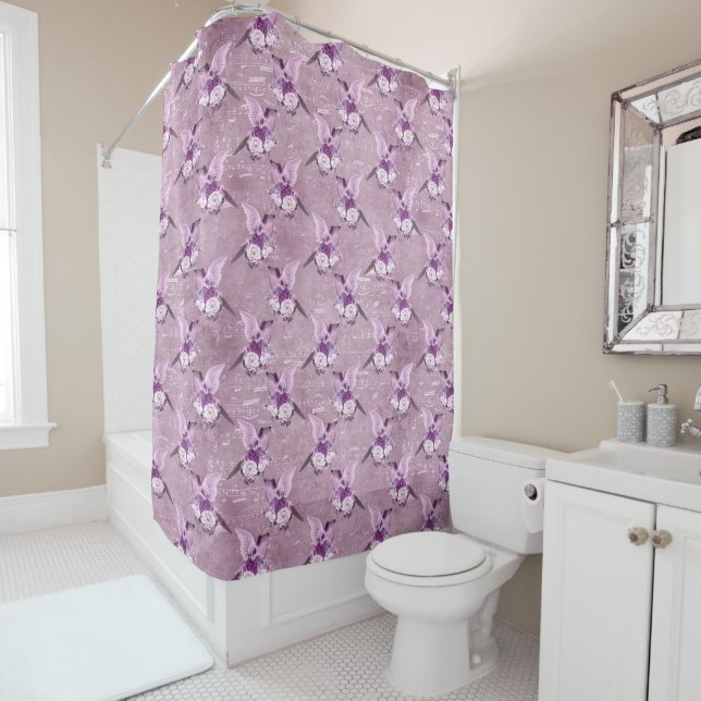 Rideaux De Douche Ephemera Lavendar Papier Series Design 10 (En situation)