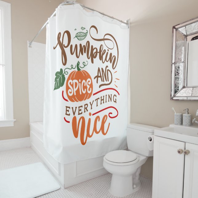 Rideaux De Douche Épices Citrouilles et tout ce qu'il faut (En situation)