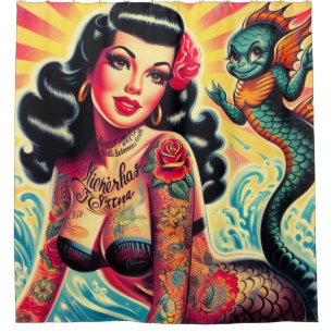 Rideaux De Douche Épingle de sirène tatouée
