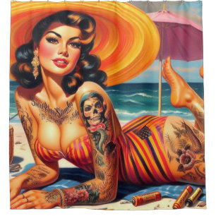 Rideaux De Douche Épingle d'été tatouée