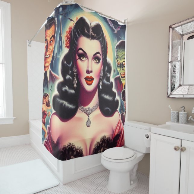 Rideaux De Douche Épingle Goth vintage (En situation)