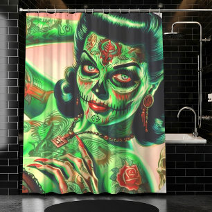 Rideaux De Douche Épingle Zombie tatouée