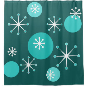 Rideaux De Douche Époque atomique Turquoise