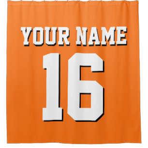 Rideaux De Douche Équipe citrouille Orange White Sports Jersey Jerse