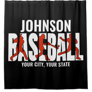 Rideaux De Douche Équipe de baseball AJOUTER NOM Champion Joueur de 