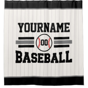 Rideaux De Douche Équipe de joueurs de baseball rétro personnalisés 
