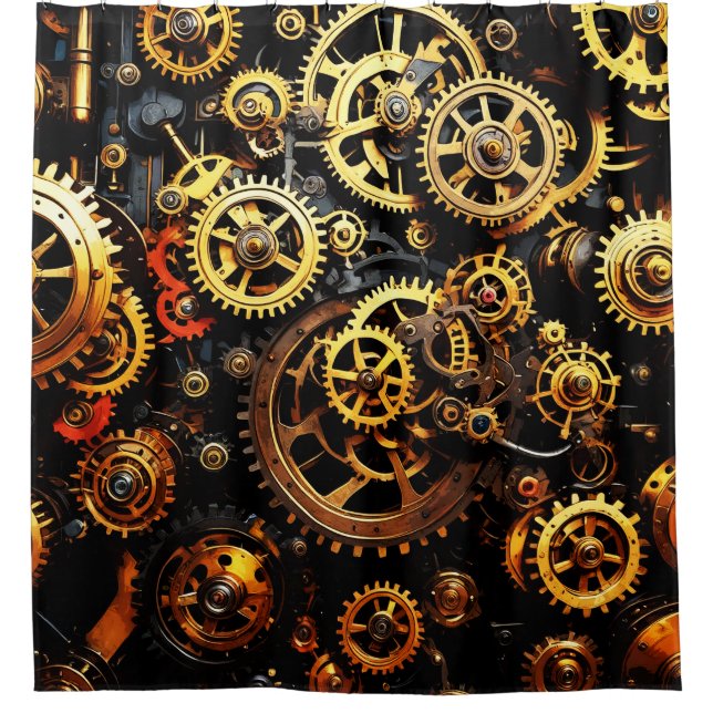 Rideaux De Douche Équipements de réchaud Steampunk 1004 (Devant)