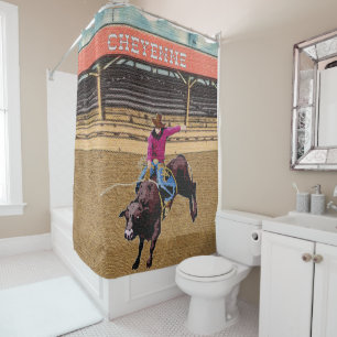 Rideaux De Douche Équitation de Taureau de cowboy de rodéo de