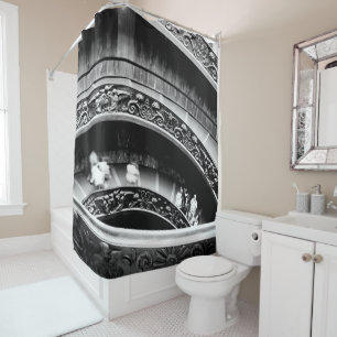 Rideaux De Douche Escalier spiral noir et blanc