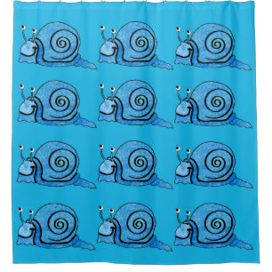 Rideaux De Douche Escargots mignons de sourire dans de jolis bleus