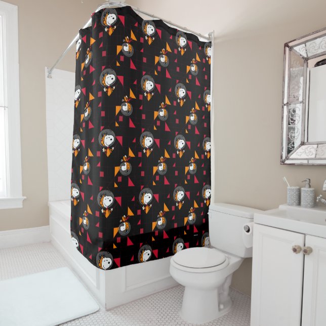 Rideaux De Douche ESPACE | Snoopy Space Suit Motif noir (En situation)