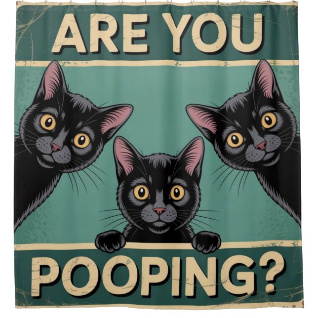Rideaux De Douche "Est-ce que tu te trompes ?" Chats noirs amusants (Devant)