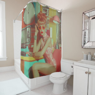 Rideaux De Douche Esthétique du glam futuriste rétro