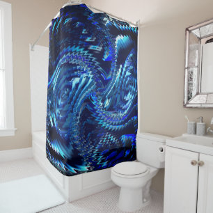 Rideaux De Douche Estrela azul ondulada com trados em ziguezague