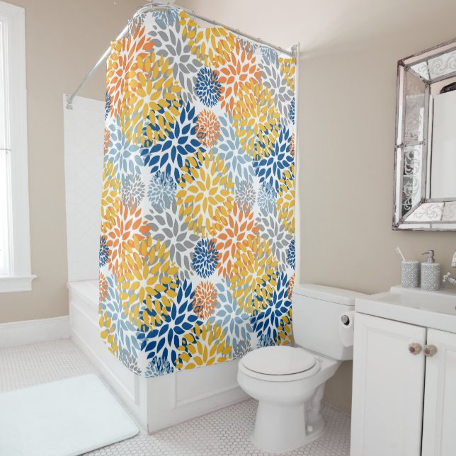 Rideaux De Douche Été Floral Abstrait Couleurs vives Motif (En situation)