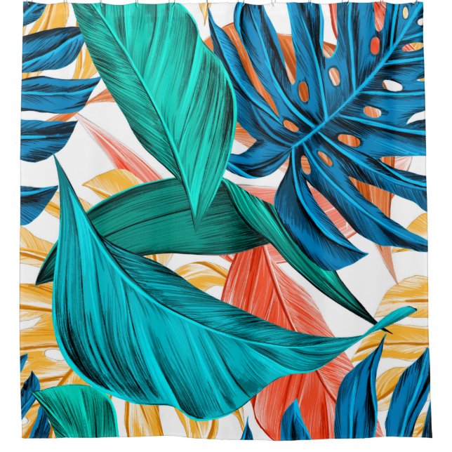 Rideaux De Douche été tropical feuille exotique (Devant)