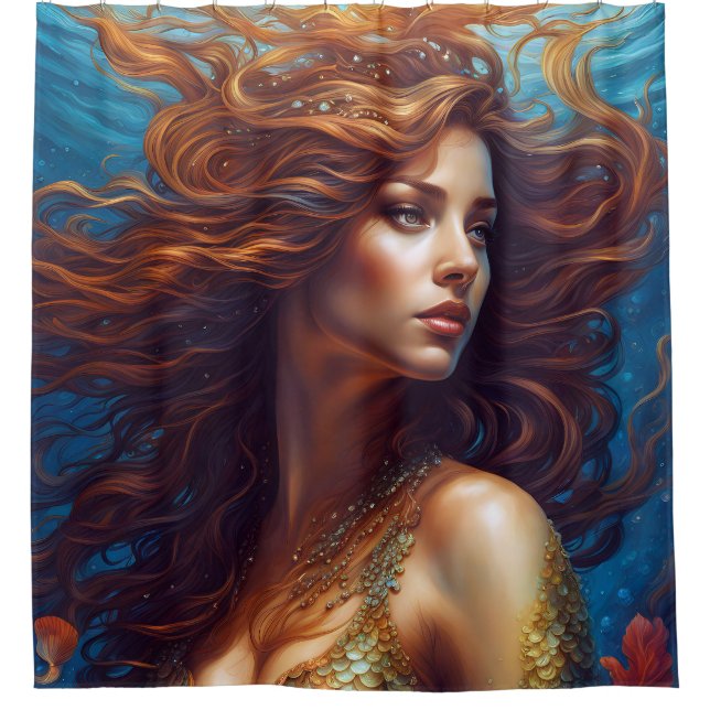Rideaux De Douche Ethereal Mermaid Art Imprimer Imaginaire sous-mari (Devant)