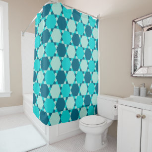 Rideaux De Douche Étoile bleue de David Motif d'illusion optique