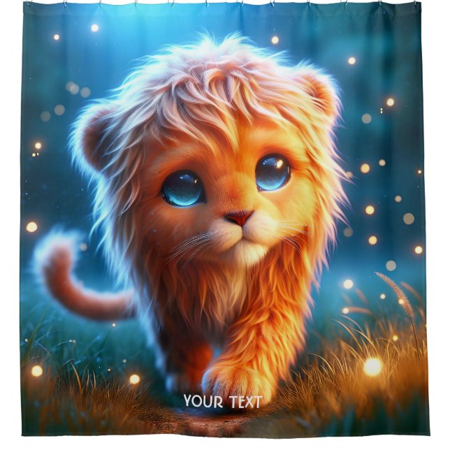 Rideaux De Douche Étoiles De Cute Lion Imaginaire (Devant)