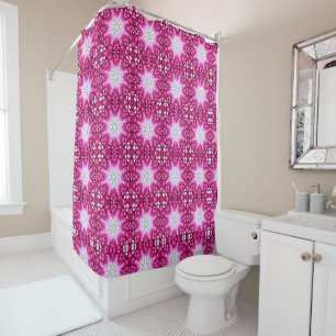 RIDEAUX DE DOUCHE ÉTOILES GÉOMÉTRIQUES ROSES