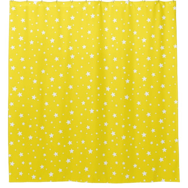 Rideaux De Douche Etoiles jaunes et blanches Ciel céleste (Devant)