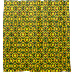 Rideaux De Douche étoiles jaunes motif vert